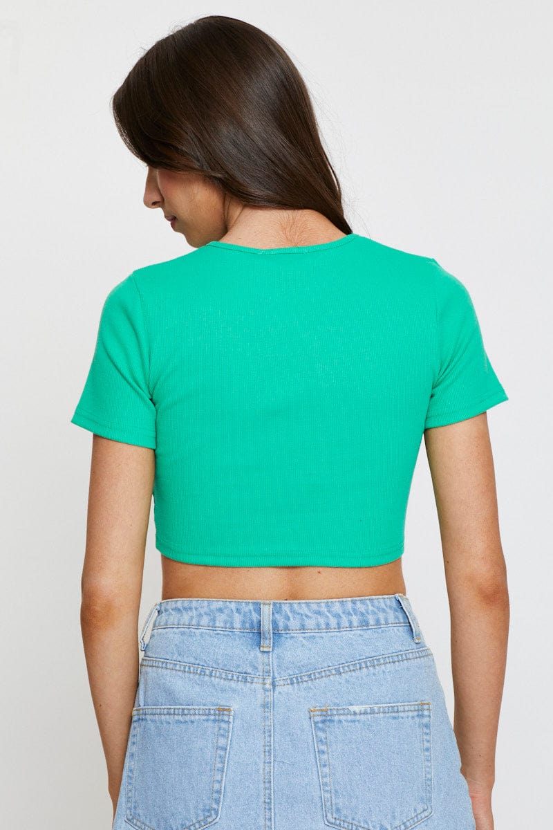 TANK CROP Green Crop Top for Women by Ally