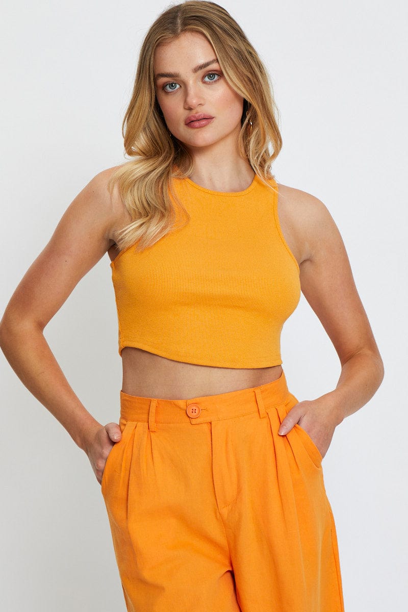 TANK Orange Crop Top for Women by Ally
