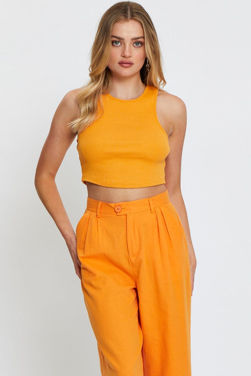 TANK Orange Crop Top for Women by Ally