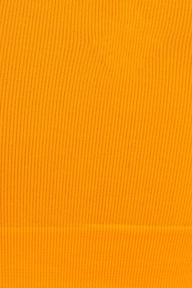 Women’s Orange High Neck Rib Bind Detail Seamless Tank | Ally Fashion