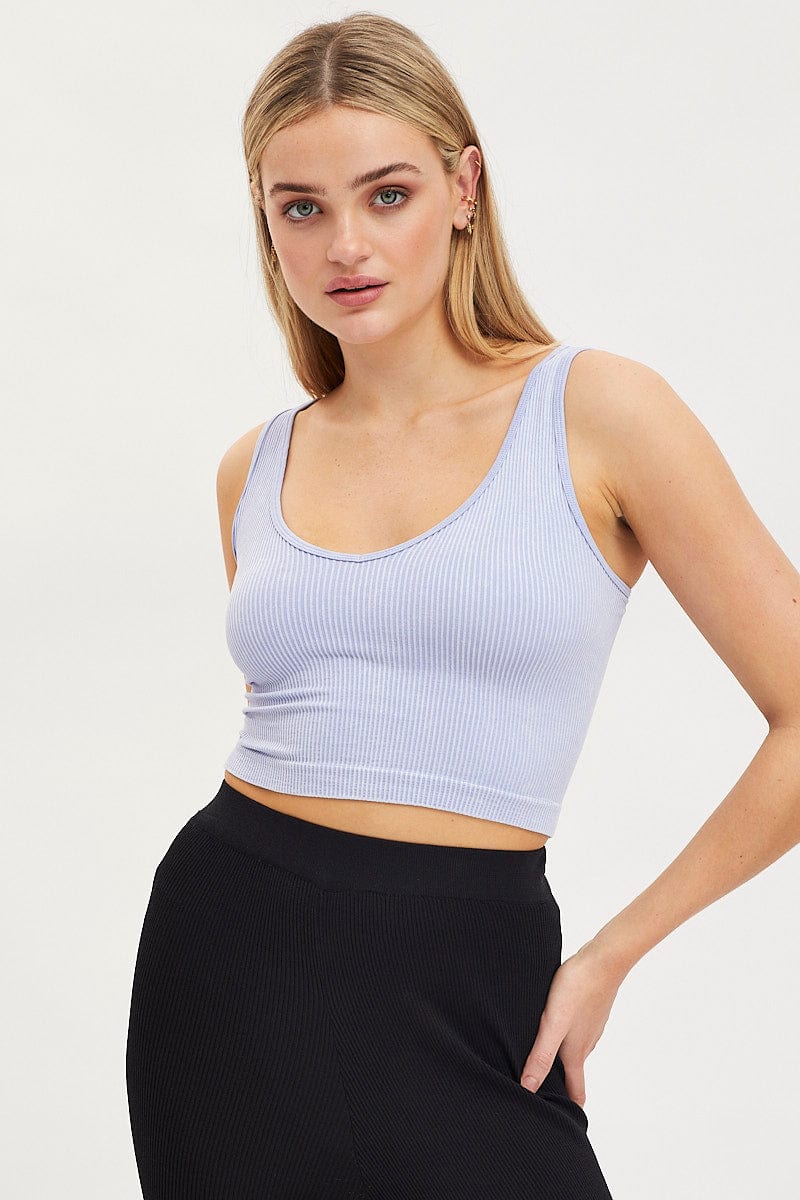 TANK Purple Tank Crop Top Seamless for Women by Ally