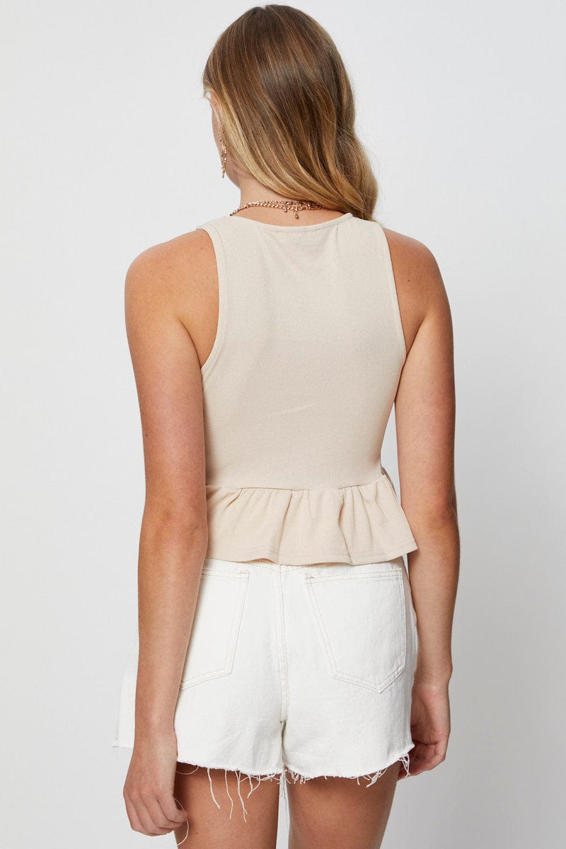 TANK SEMI CROP Camel Rib Tank Top for Women by Ally