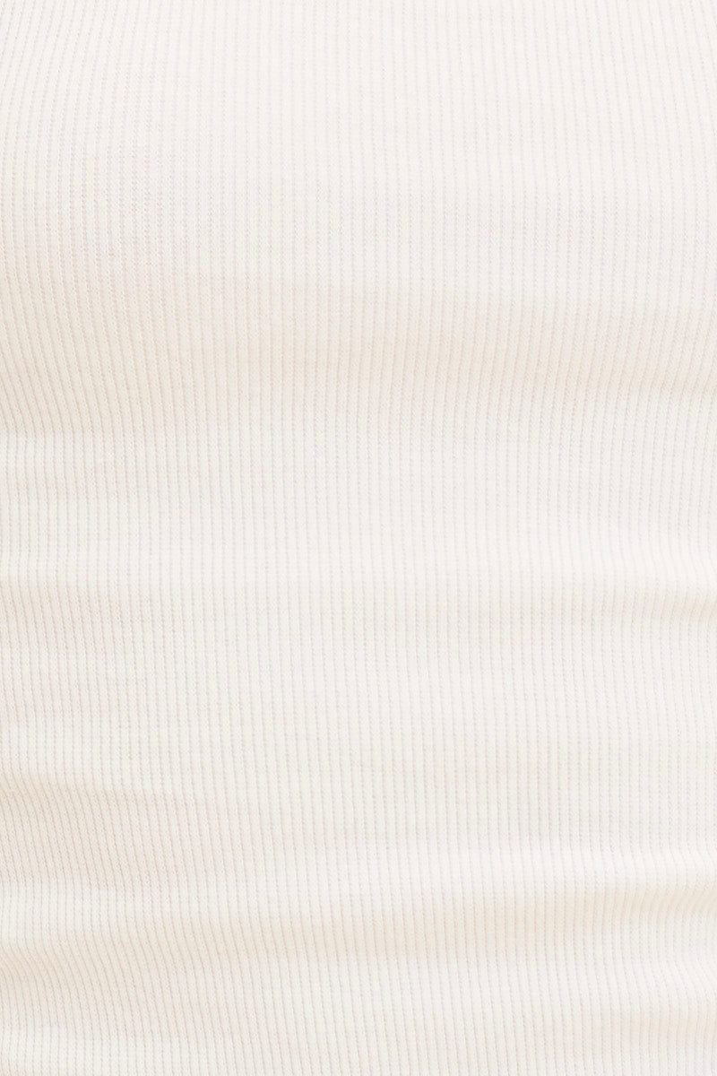 TANK White Cotton Tank Scoop Neck Cotton Blend Rib Sleeveless for Women by Ally