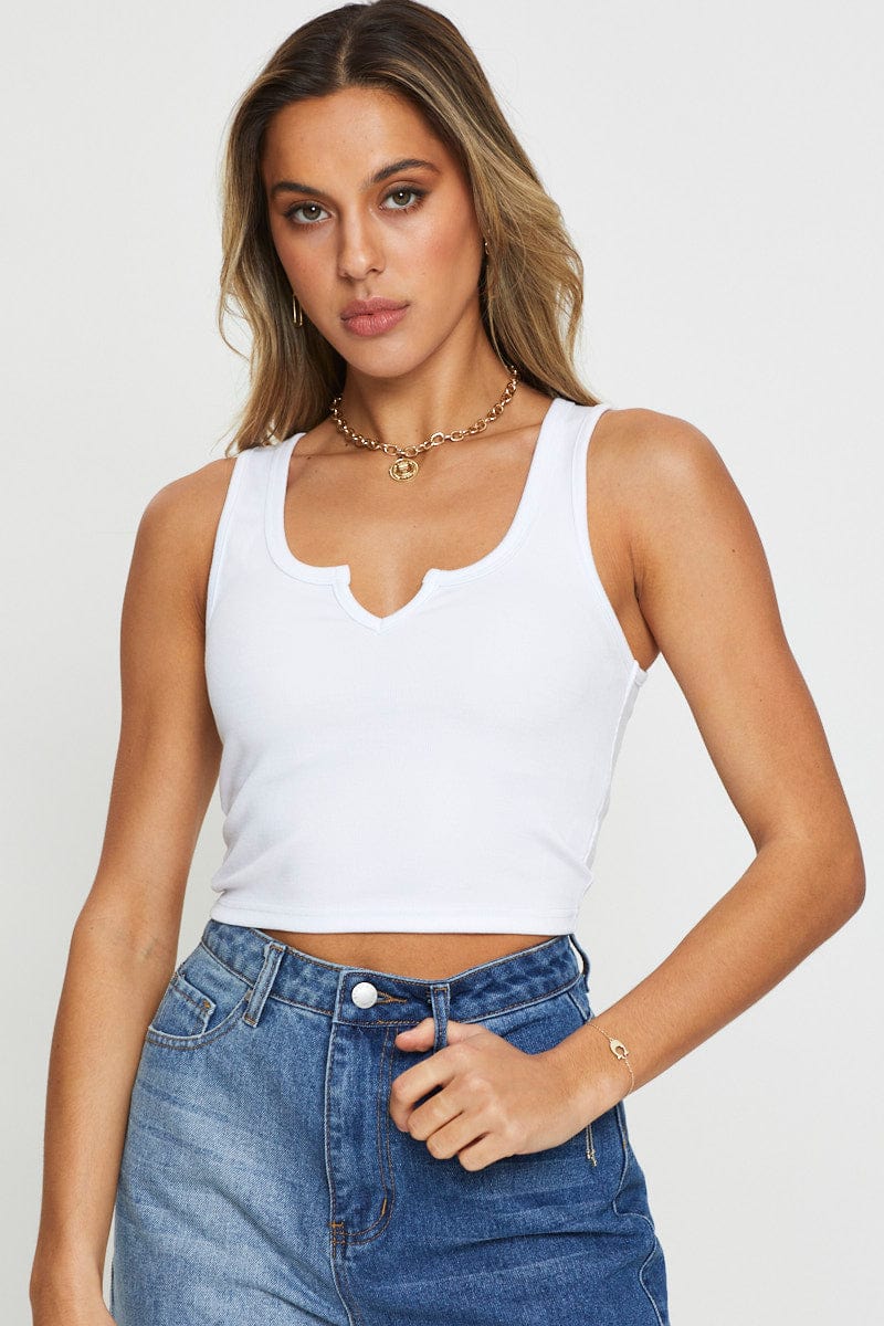 TANK White Tank Top Crop for Women by Ally