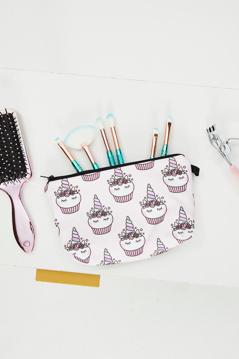 TOOLS Print Unicorn Cup Cake Print Make-Up Bag for Women by Ally