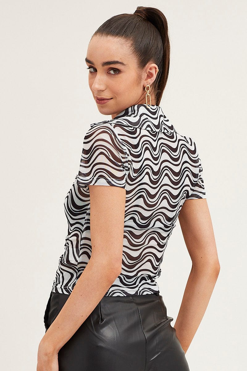 TOP Abstract P Shirt Short Sleeve Mesh for Women by Ally