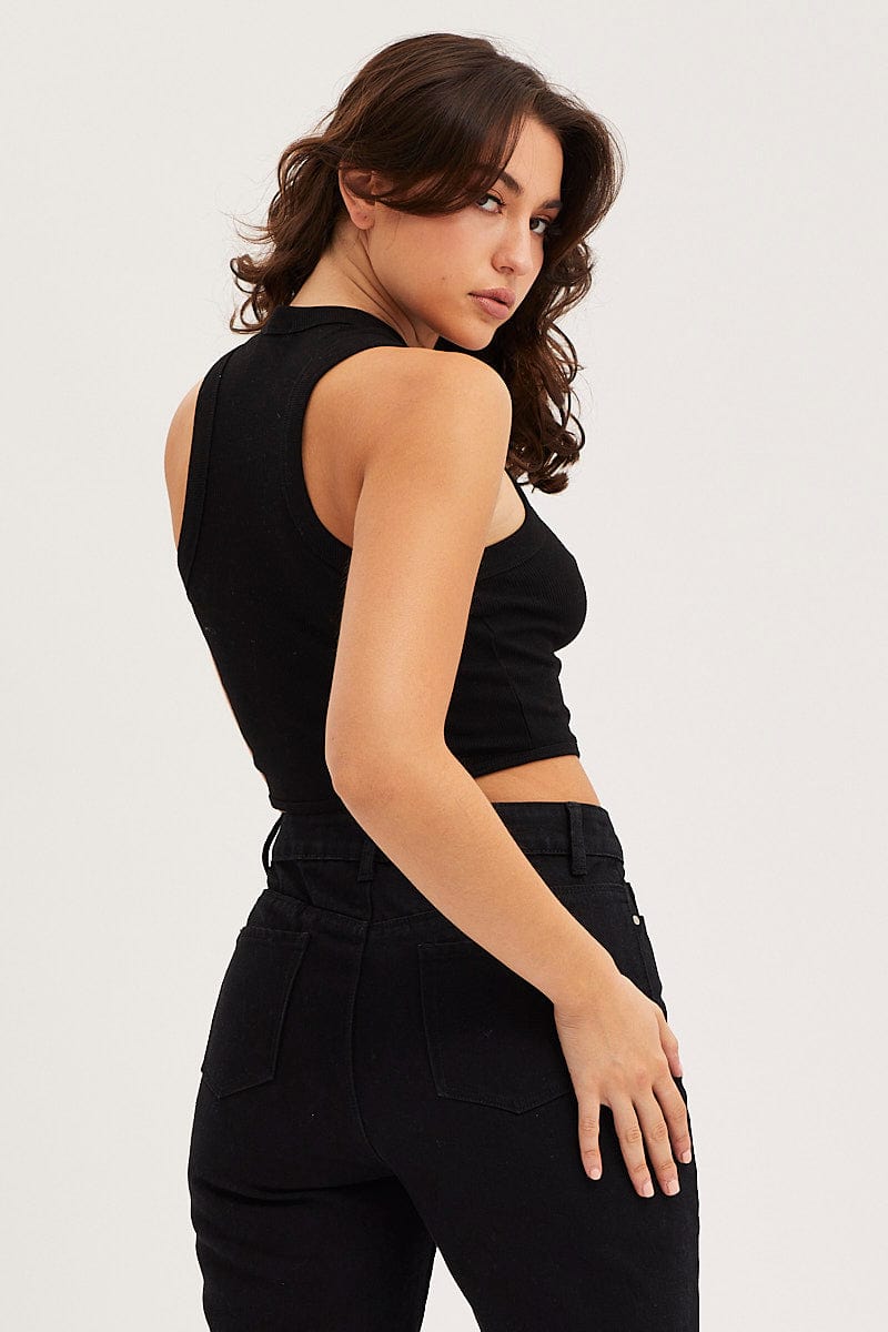 TOP Black Crop Top for Women by Ally