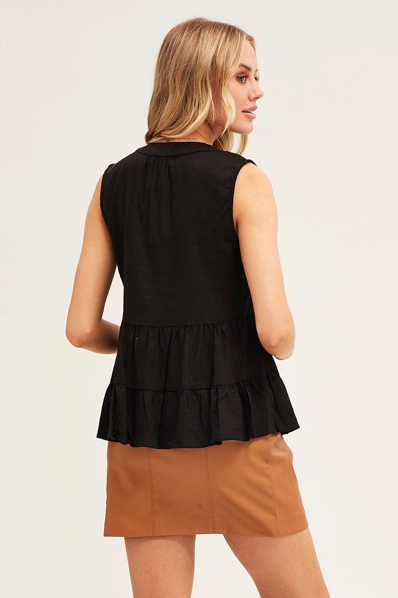 TOP Black Peplum Top Sleeveless for Women by Ally