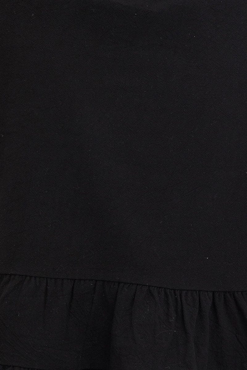 TOP Black Smock Top Long Sleeve for Women by Ally