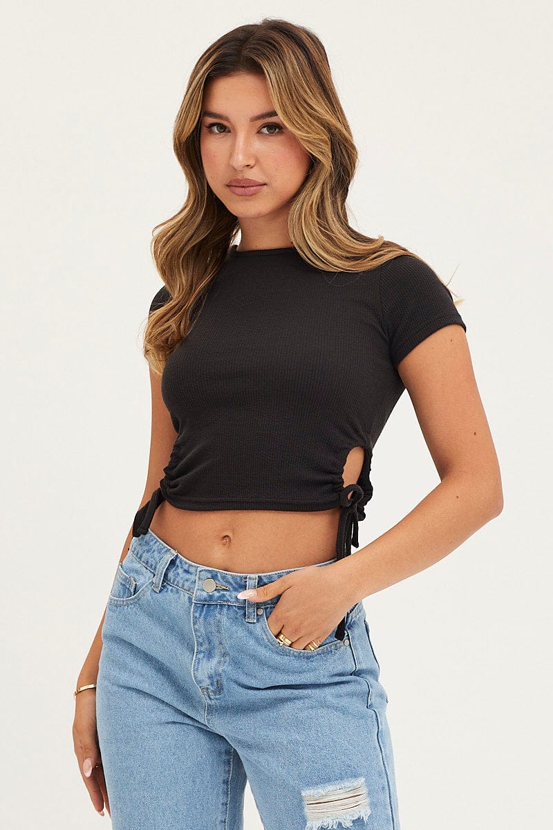 TOP Black Top Short Sleeve for Women by Ally