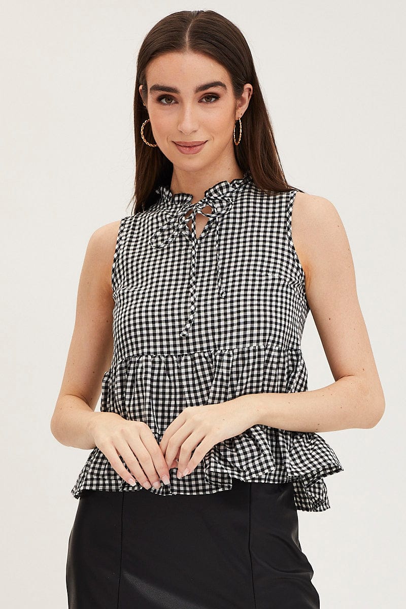TOP Check Gingham Wrap Top for Women by Ally