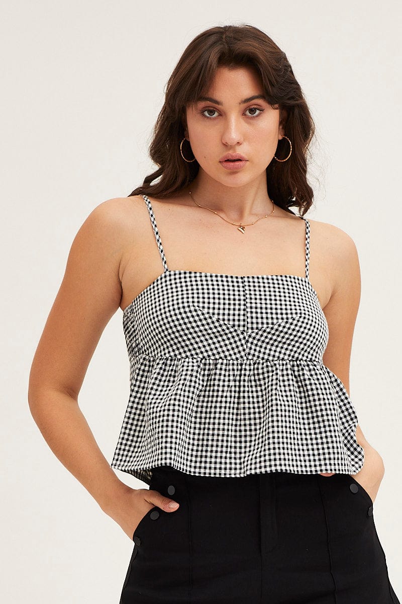 TOP Check Panel Detail Cami for Women by Ally