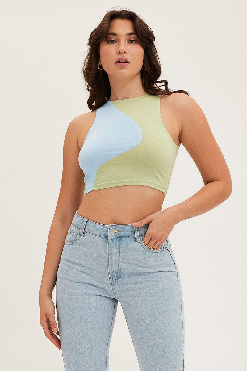 TOP Green Crop Top for Women by Ally