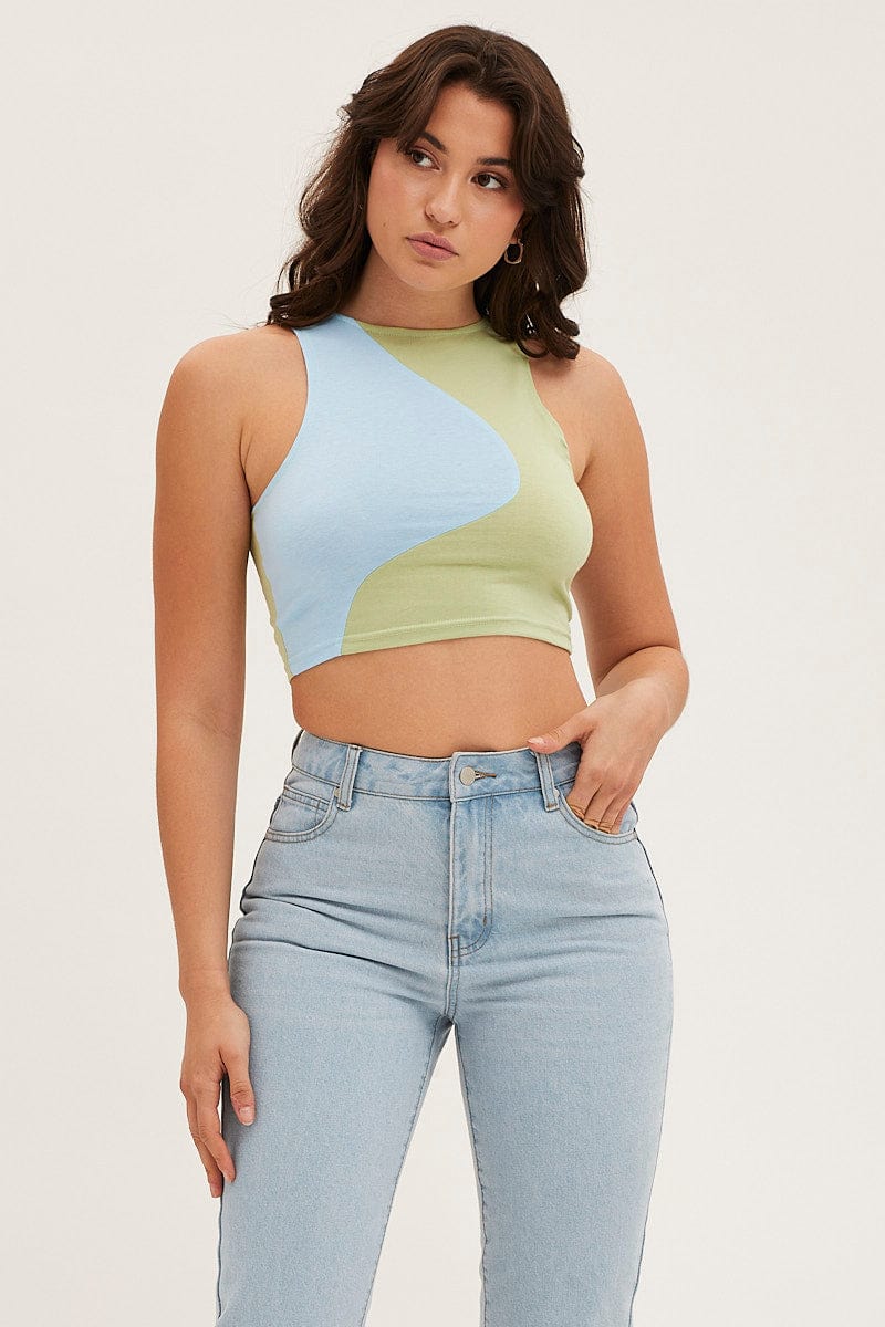 TOP Green Crop Top for Women by Ally