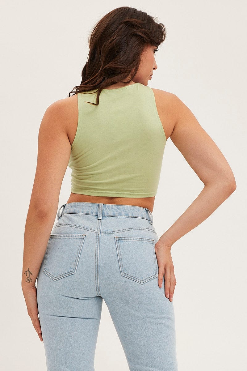 TOP Green Crop Top for Women by Ally