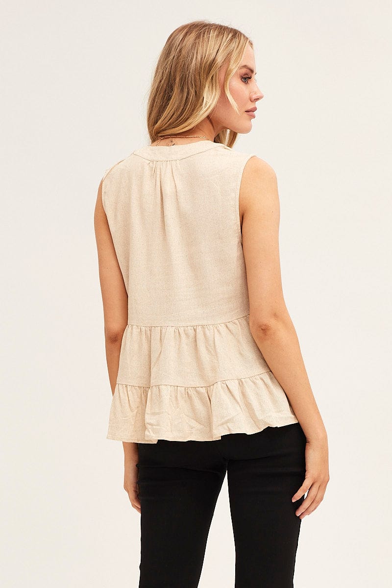 TOP Nude Peplum Top Sleeveless for Women by Ally