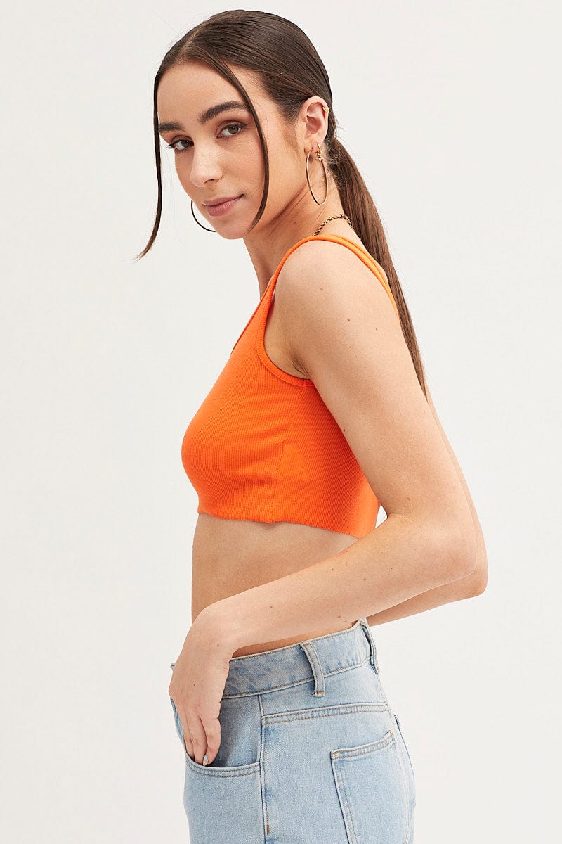 TOP Orange Basic Jersey Top for Women by Ally
