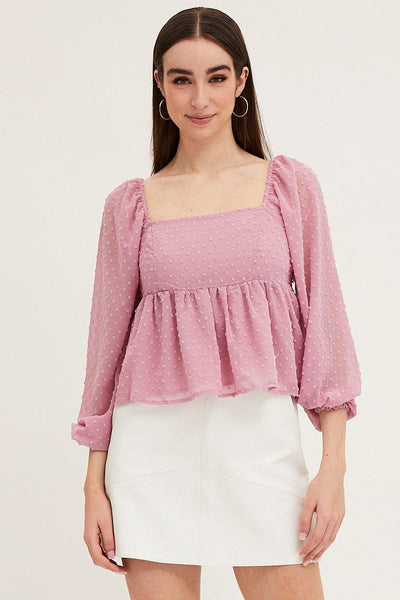 top-pink-puff-sleeve-peplum-