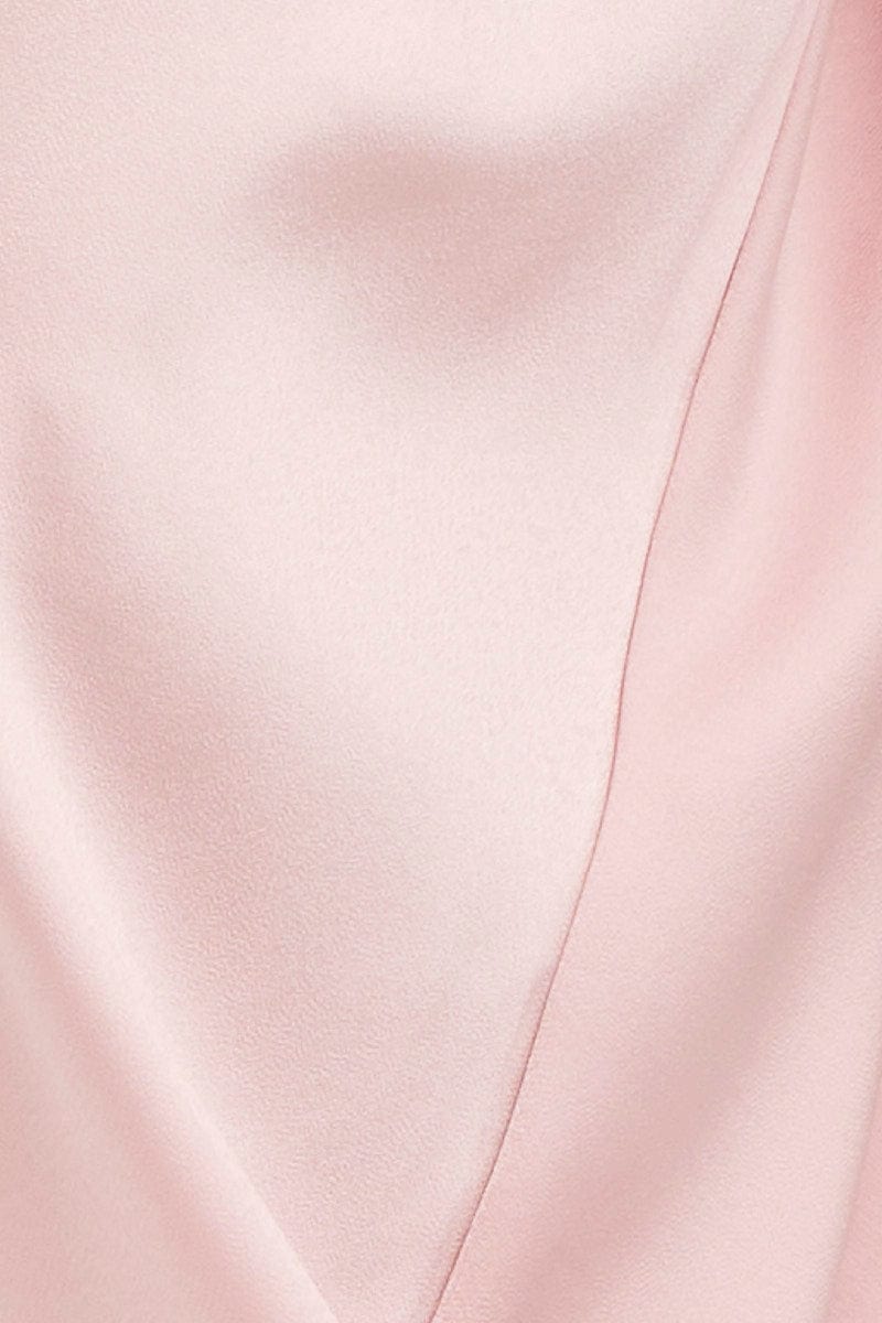 TOP Pink Puff Sleeve Top Long Sleeve Crop Satin for Women by Ally