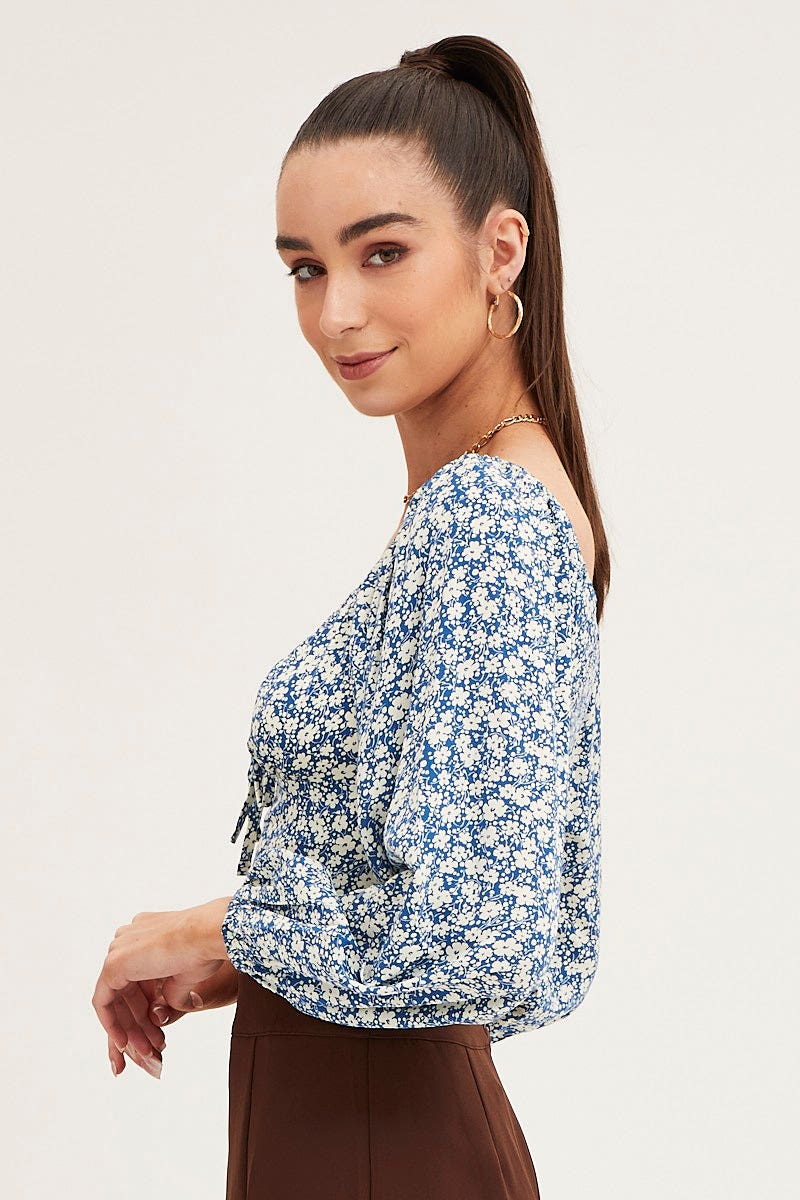 TOP Print Off Shoulder Cropped Top for Women by Ally
