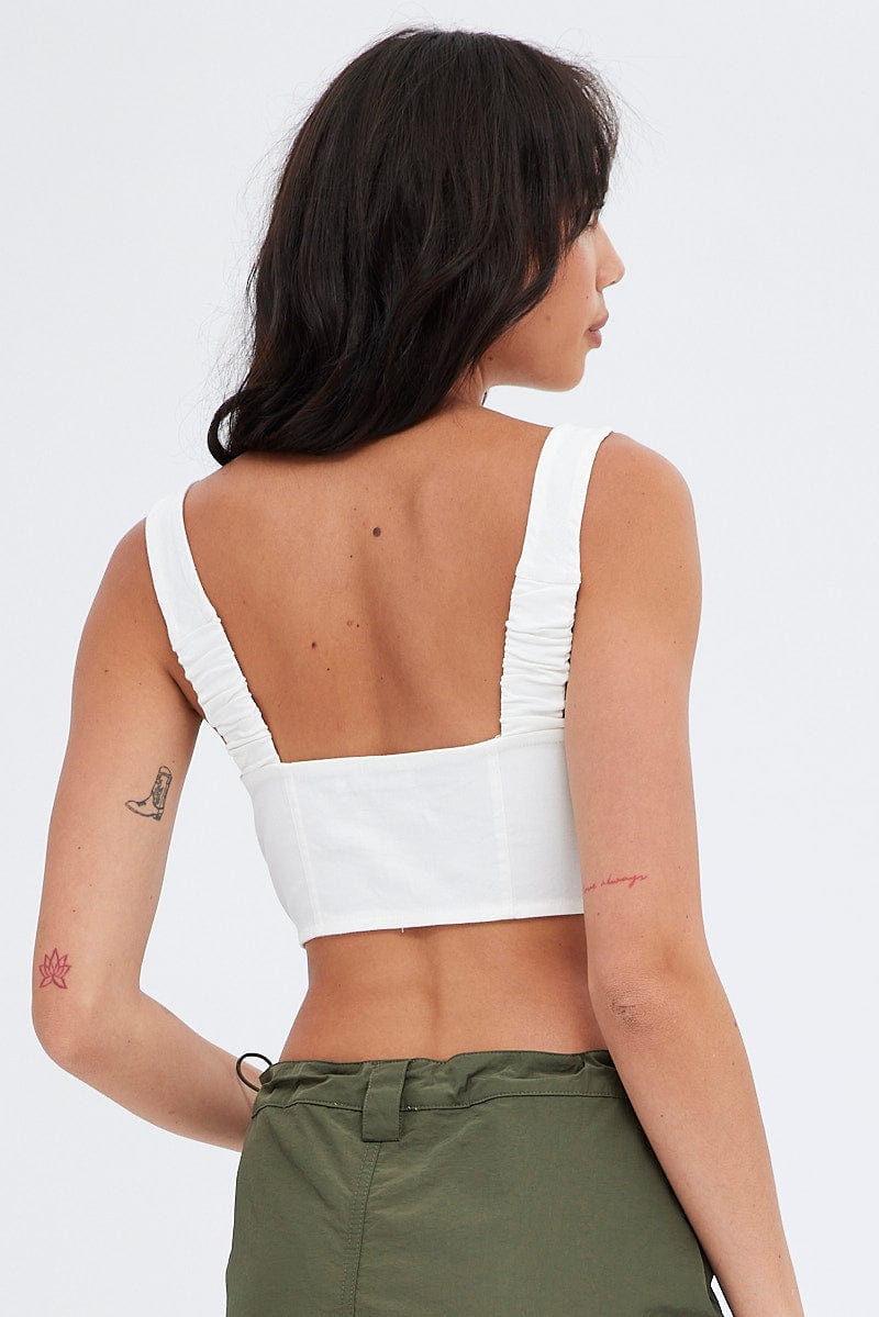 White White Top Sleeveless with Zipper for Ally Fashion