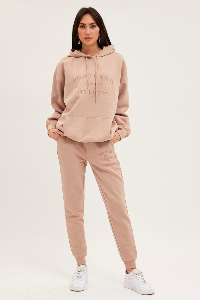TRACK LONG Brown Track Pants High Rise for Women by Ally