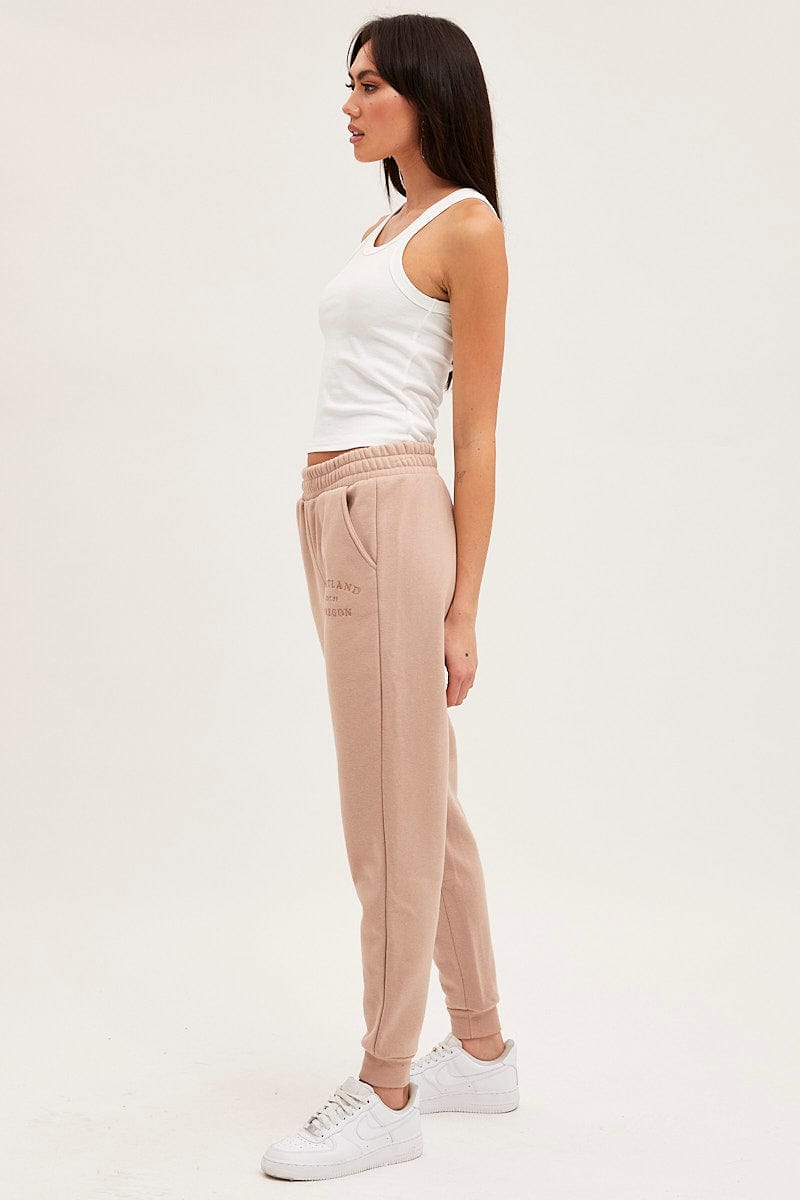 TRACK LONG Brown Track Pants High Rise for Women by Ally