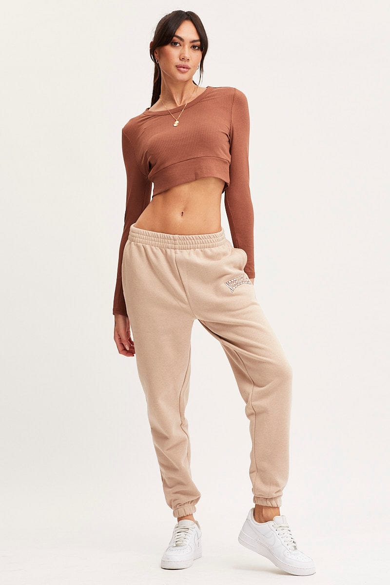 TRACK LONG Camel Track Pants High Rise for Women by Ally