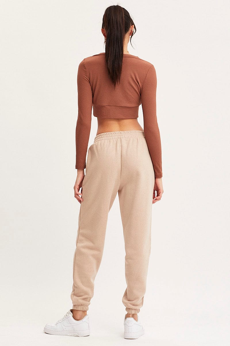 TRACK LONG Camel Track Pants High Rise for Women by Ally