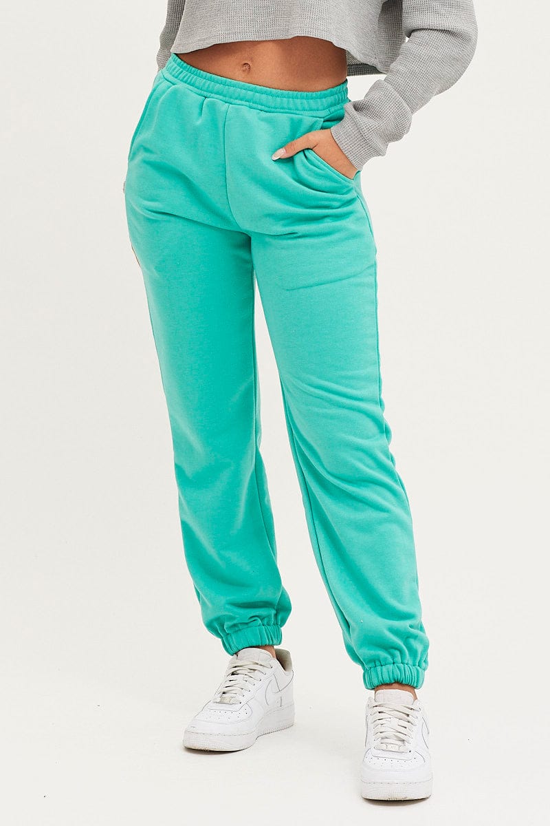 Buy Skechers Teal Green High Rise Track Pants for Women Online