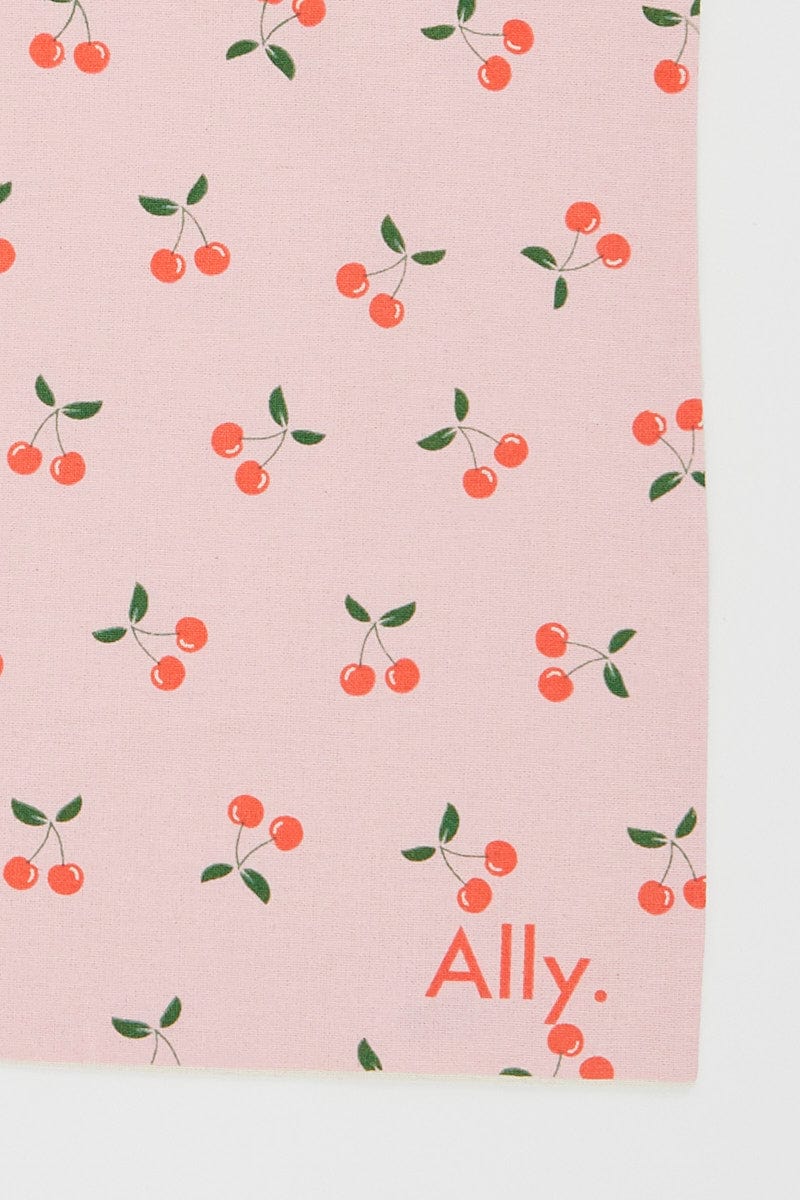 Pink Print Tote Bag Printed Cherry for Ally Fashion