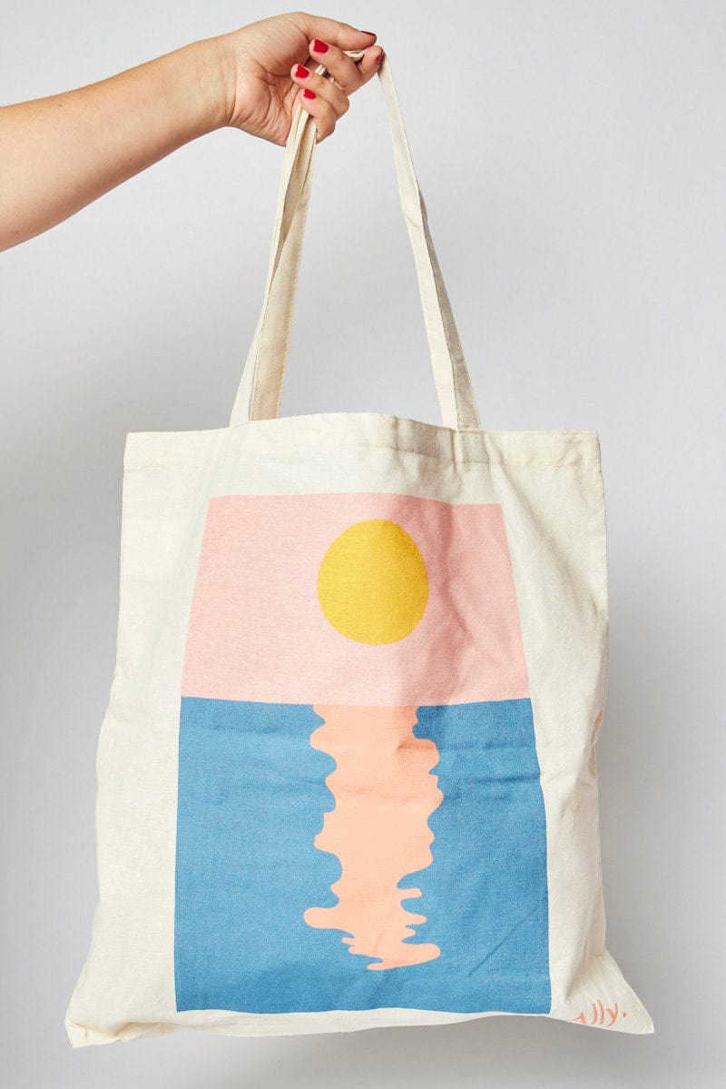 Multi Print Tote Bag Printed Sunset Lover for Ally Fashion