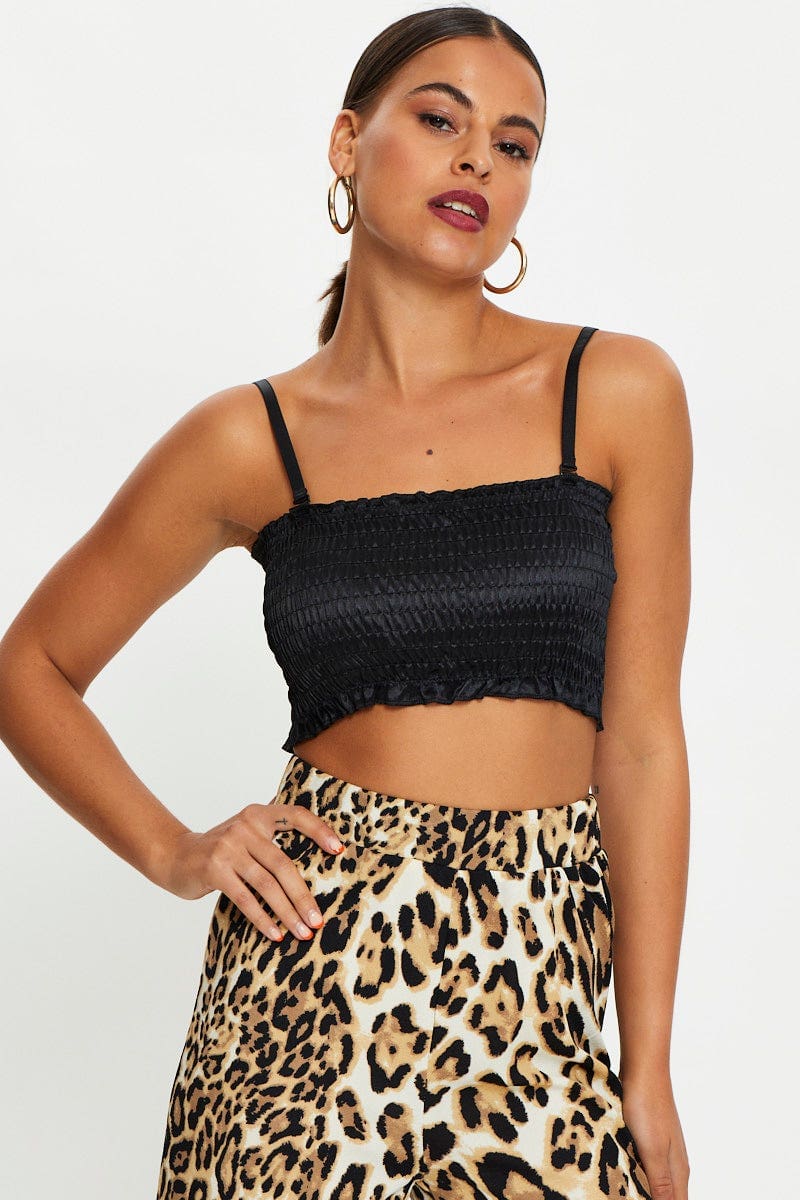 Women’s Black Shirred Cami | Ally Fashion