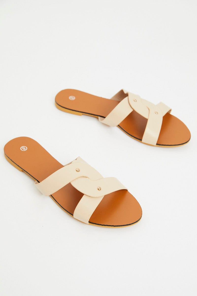TRIAL ACCS Camel Cut Out Flat Slides for Women by Ally