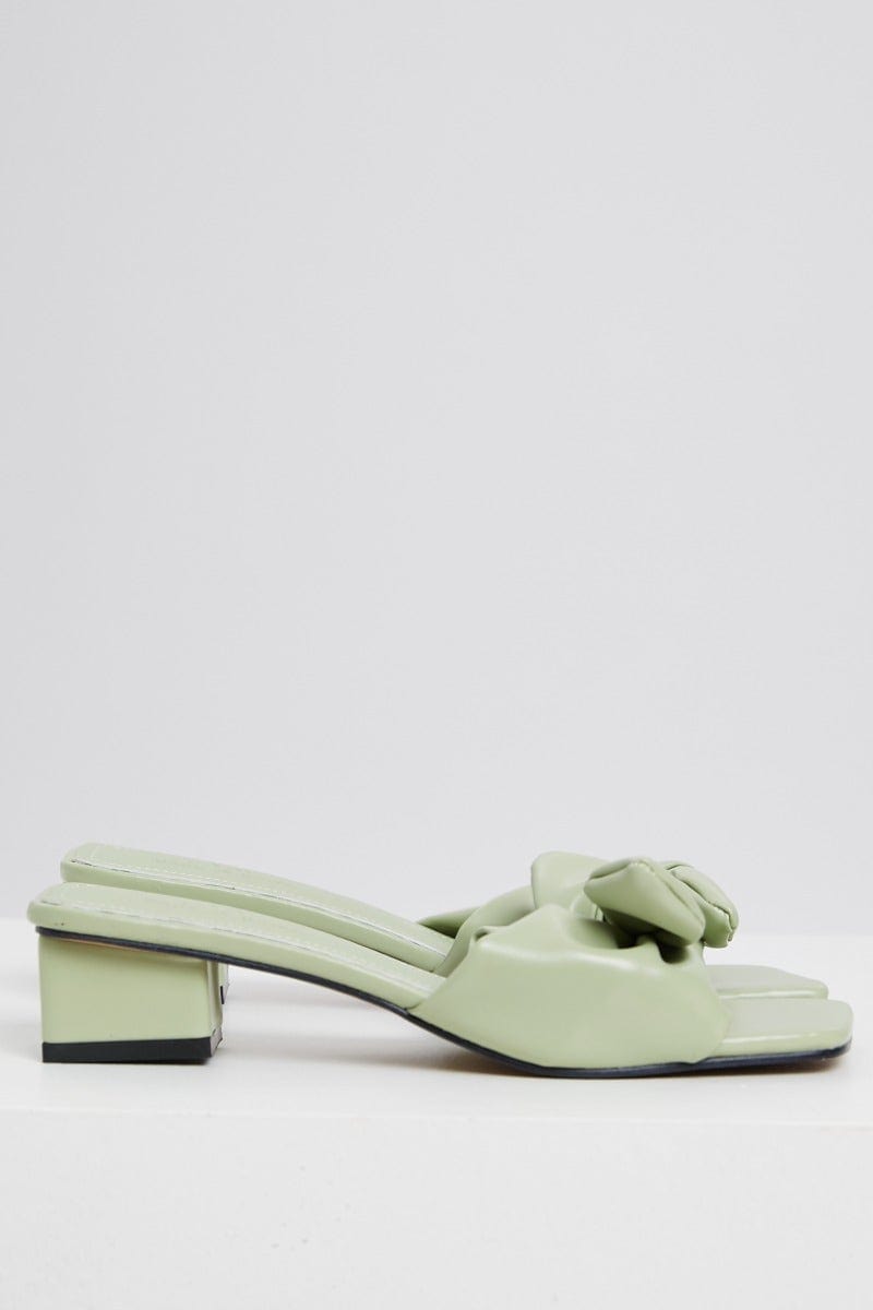 TRIAL ACCS Green Faux Leather Knot Mule for Women by Ally