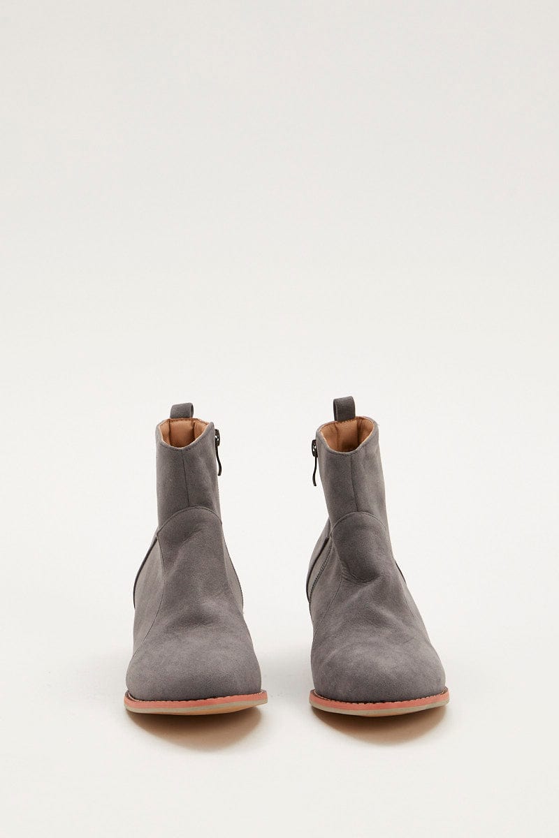 TRIAL ACCS Grey Suedette Ankle Boots for Women by Ally