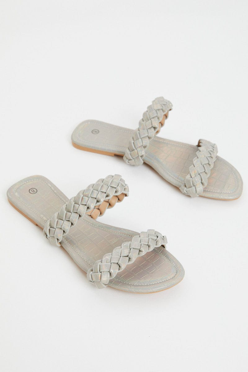 TRIAL ACCS Metallic Braid Flat Slides for Women by Ally