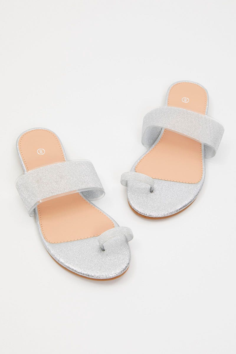 TRIAL ACCS Metallic Metallic Flat Slides for Women by Ally