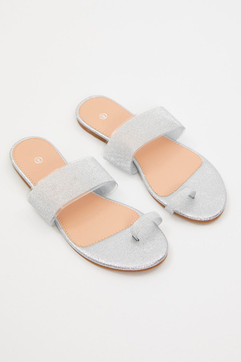 TRIAL ACCS Metallic Metallic Flat Slides for Women by Ally