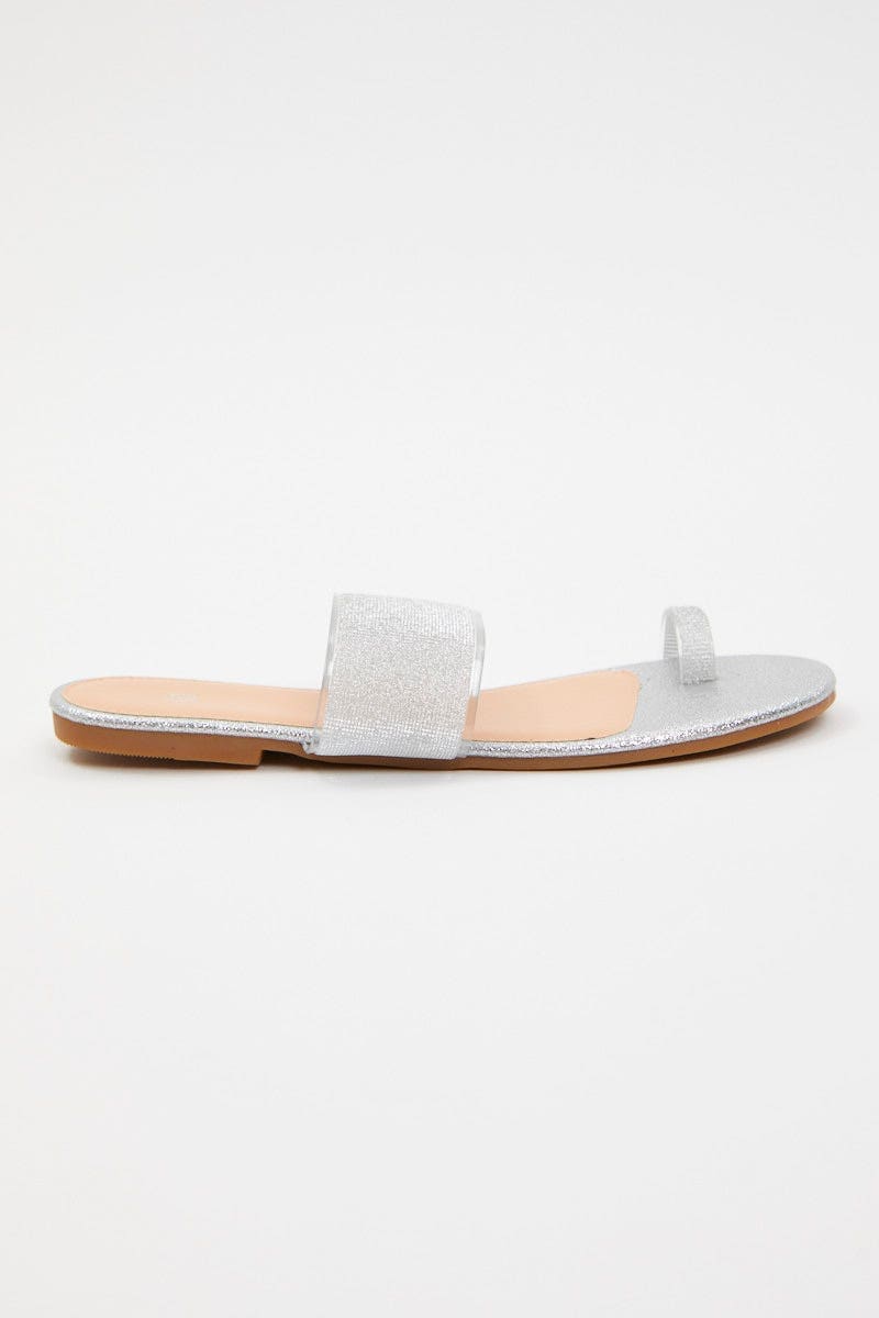 TRIAL ACCS Metallic Metallic Flat Slides for Women by Ally