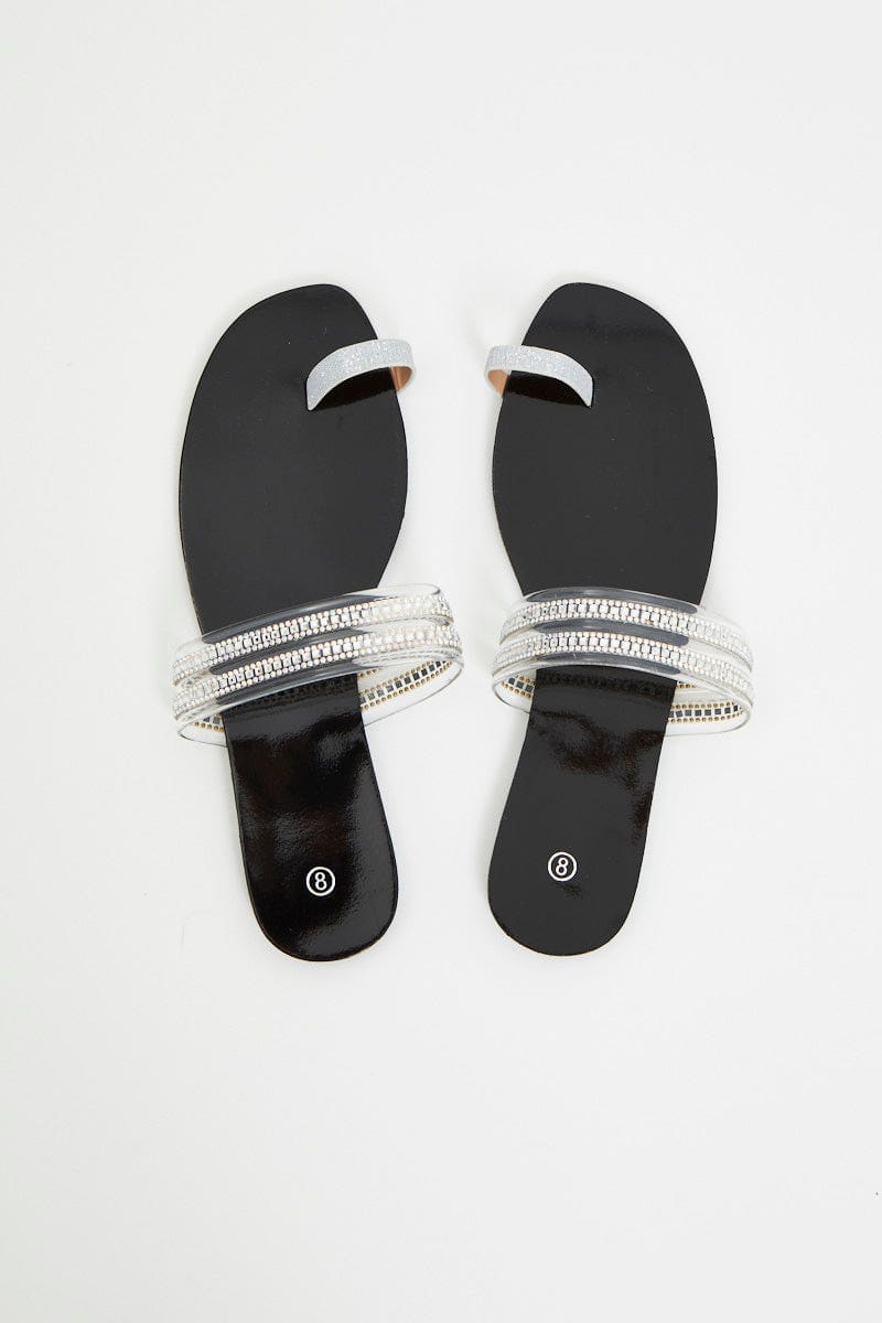 Silver Flat Slides from Ally Fashion