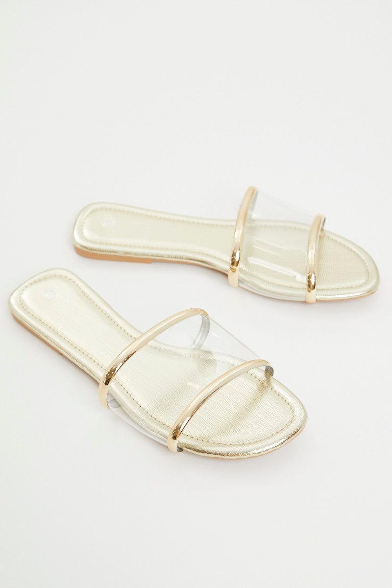 TRIAL ACCS Metallic Perspex Flat Slides for Women by Ally