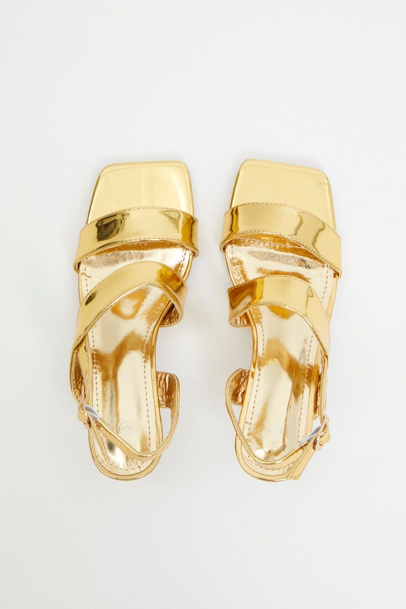 TRIAL ACCS Metallic Strappy Heels for Women by Ally