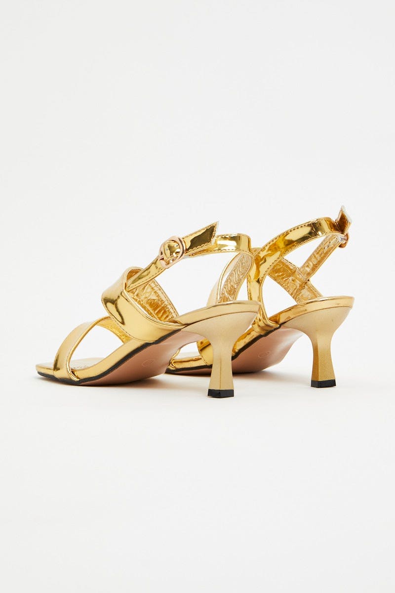 Yara Gold Strappy Block Heeled Sandal – Get That Trend