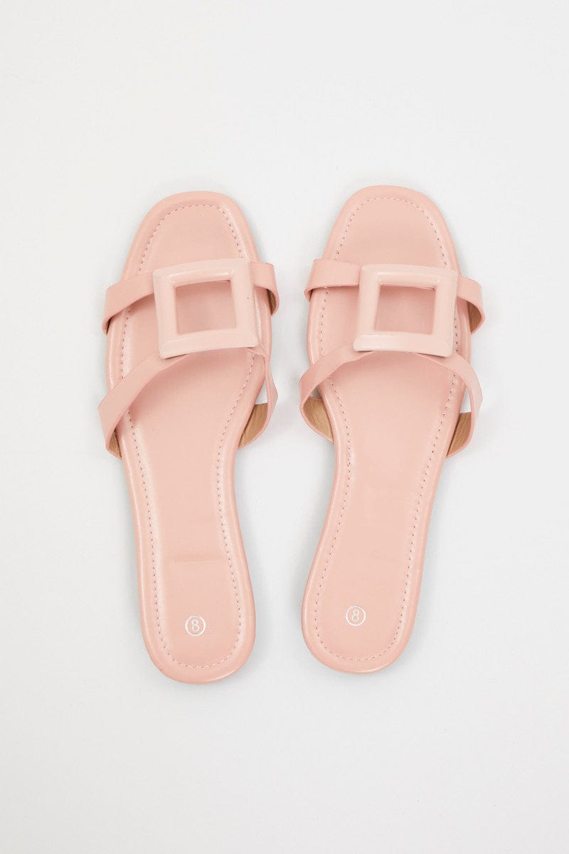 TRIAL ACCS Pink Cut Out Detail Flat Slide for Women by Ally