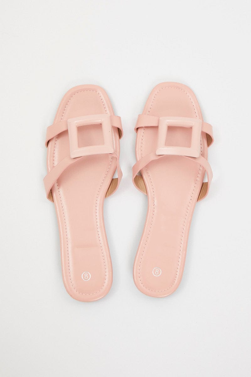 Pink Cut-Out Detail Flat Slide from Ally Fashion