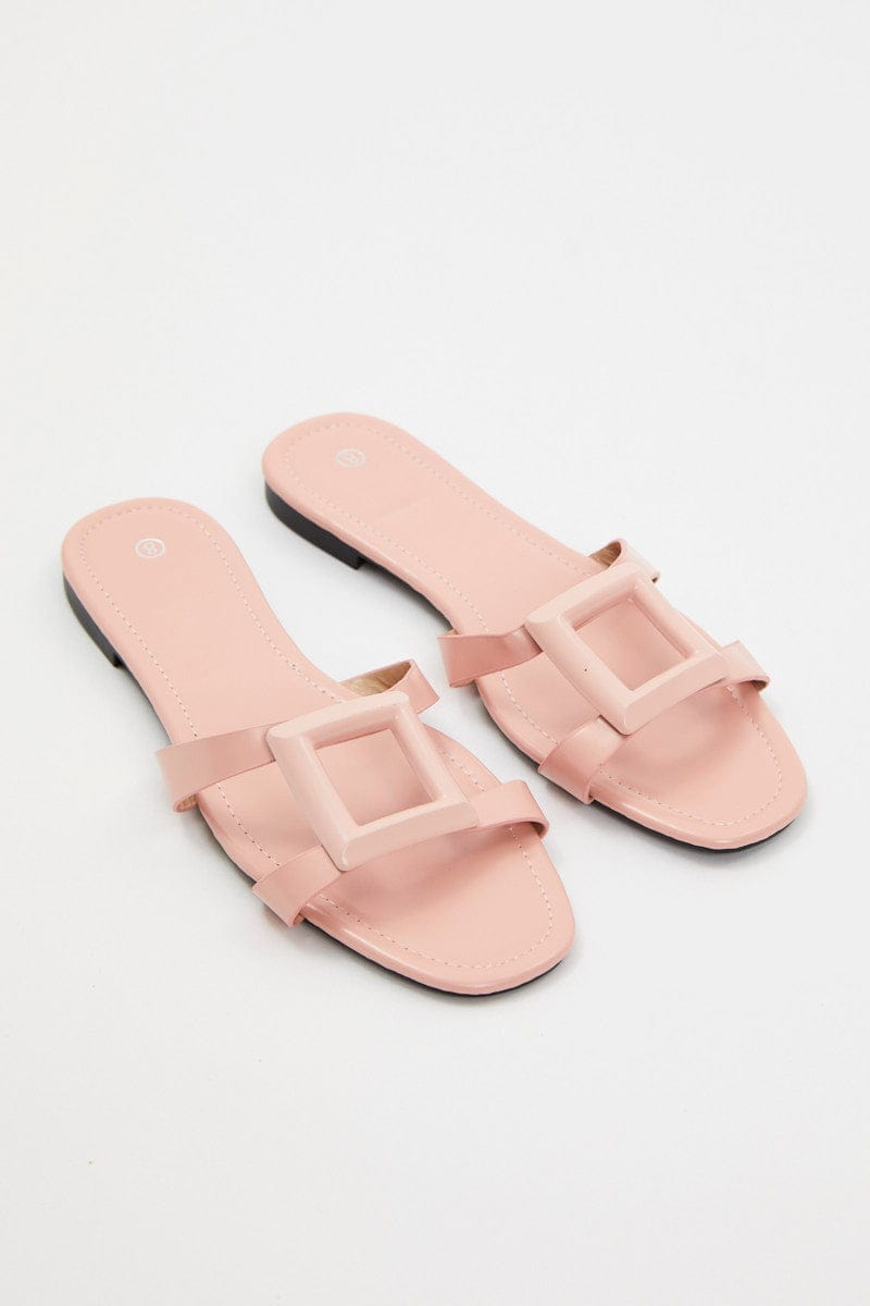 TRIAL ACCS Pink Cut Out Detail Flat Slide for Women by Ally