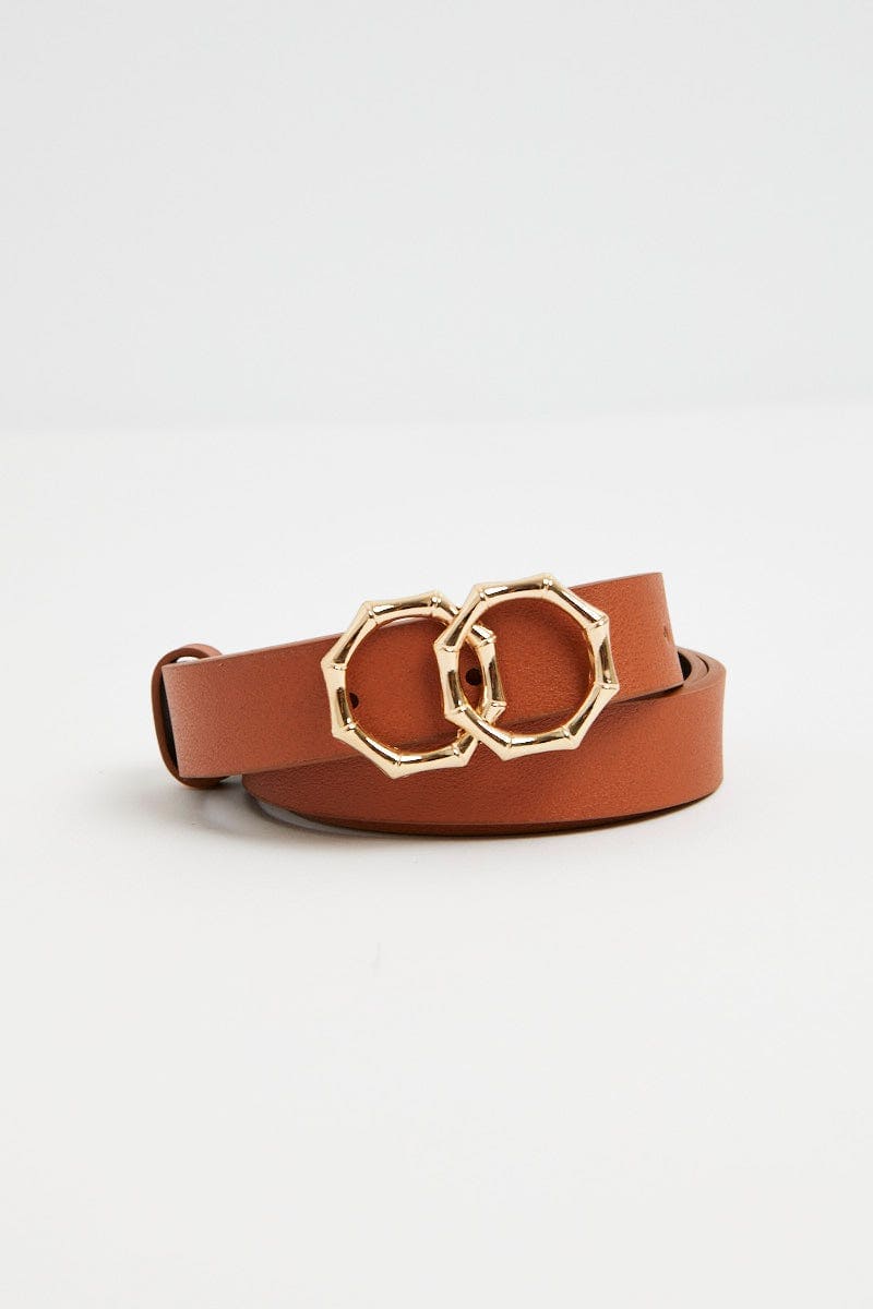 TRIAL ACCS Tan Double Ring Belt for Women by Ally