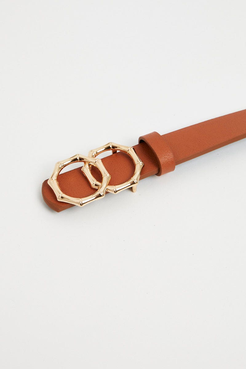 TRIAL ACCS Tan Double Ring Belt for Women by Ally