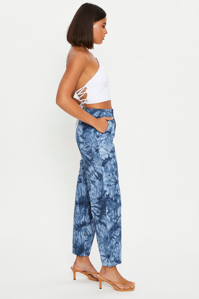 TRIAL BOTTOM Multi Tie Dye Wide Leg Jean for Women by Ally